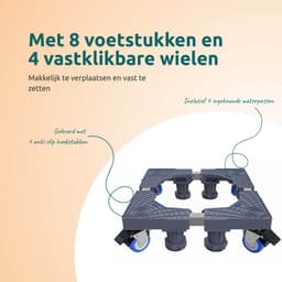 George Napoli Wasmachine Verhoger 8 Poten met 4 Wielen - Opbouwmeubel - Sokkel - Onderzetter - Onderbouwkast - Kast - Ook voor Droger, Koelkast, Vaatwasser en Vriezer — thumbnail 5