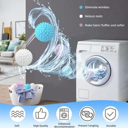 Wasmachine wasballen - Drogerballen - Drogerballen - Herbruikbaar voor het thuis wassen van kleding - 9 stuks - Wit, blauw, paars - Drie kleuren — thumbnail 3