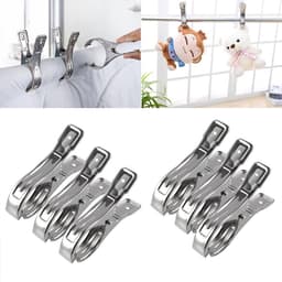 6 Stuks Wasknijpers, Roestvrij Stalen Clips, 12cm Lange Strandhanddoekenklemmen voor Wasgoed, Strandhanddoek, Badhanddoek, Beddengoed, Tapijt en Dikke Kleding — thumbnail 3