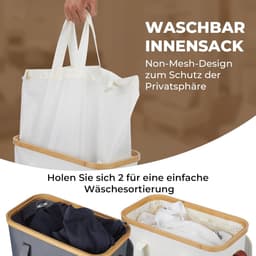 Ruimtebesparende wasmand - 52 liter - beige - Oxford-stof — thumbnail 4