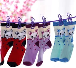 2 stuks - Elastische waslijn - Met 12 wasknijpers - Kampeerwaslijn - Kampeeraccessoires - Reiswaslijn voor buiten en binnen - Droogrek voor buitenkleding - Paars — thumbnail 4