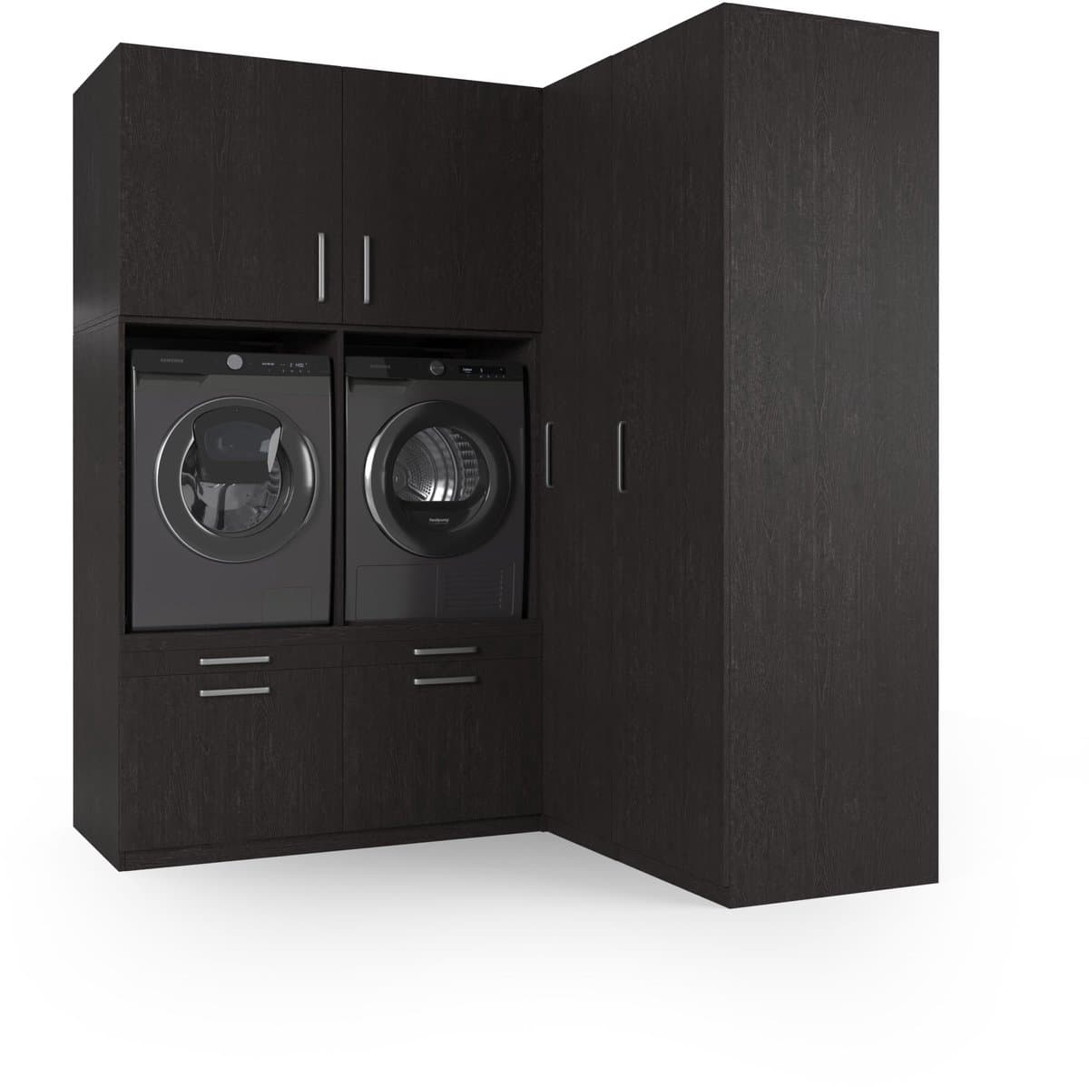 Wasophoogte® Wasmachine Kast Milan - Wasmachine verhoger - Wasmachine ombouw - 700(D)*2030(B)*2350(H) mm - Zwart — afbeelding 1