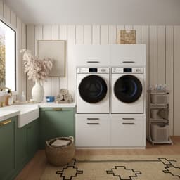 Wasophoogte® Wasmachine Kast Budapest - Wasmachine verhoger - Wasmachine ombouw - 700(D)*1330(B)*1990(H) mm - Wit — thumbnail 3