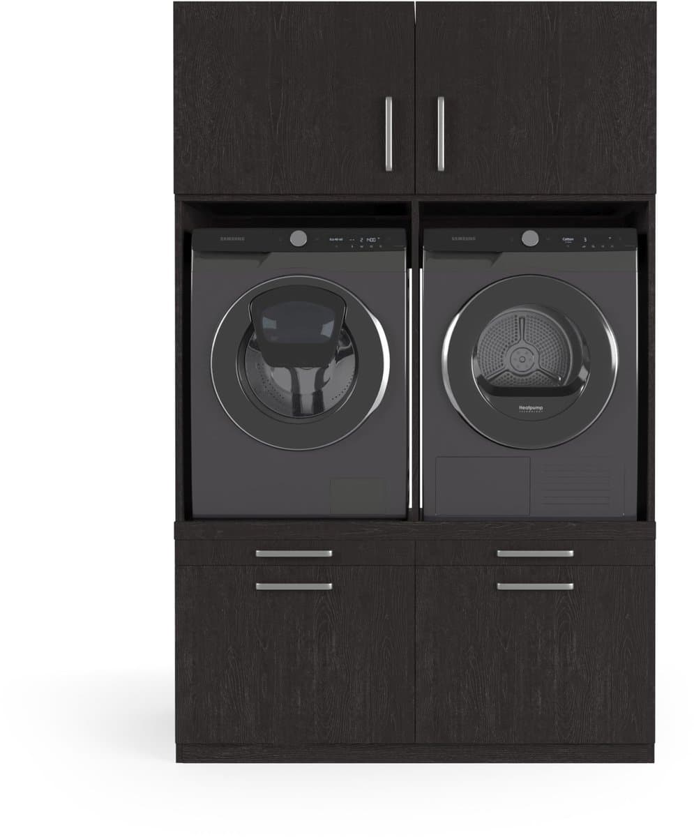 Wasophoogte® Wasmachine Kast Brugge - Wasmachine verhoger - Wasmachine ombouw - 700(D)*1330(B)*2110(H) mm - Zwart — afbeelding 1