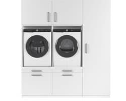 Wasophoogte® Wasmachine Kast Kyoto - Wasmachine verhoger - Wasmachine ombouw - 700(D)*1330(B)*2110(H) mm - Wit