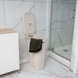 Set 'Hessian' - Wasmand 40 liter - Toiletborstel doseersysteem - Prullenbak swingdeksel - Crème — thumbnail 3