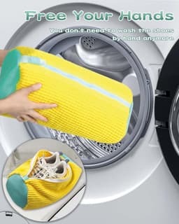 Waszakken Geel - Schoenwaszakken - Met Rits - Bescherming - Duurzaam - Sportschoenen - Sneakers - Wassen - Schoen - Waszak - Slim wassen -ze na - herbruikbare schoenenwaszak voor alle soorten en maten schoenen — thumbnail 2