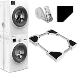 TOVBMUP Stapelkit voor wasmachine en droger - Accessoires voor wasmachine en droger - Basis voor wasmachine - Met ratelkoord - Universeel - Verstelbare maat 46-66 cm — thumbnail 1