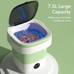 Mini Portable Washing Machine - Vouwbare Kleine Wasmachine en Droger - 7.5L - Emmer Wasmachine met Afvoermand voor Ondergoed - Sokken - Baby Kleding - Was - Thuis (Groen) — thumbnail 4