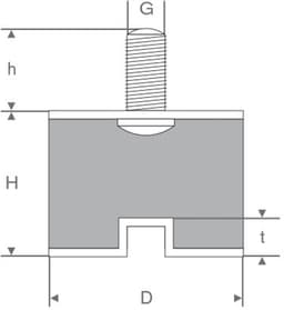Rubbermagazijn - Trillingsdemper Type B 25x20mm - M6 - Set 10 stuks — thumbnail 3