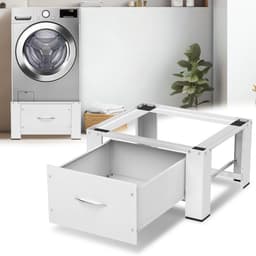 Wasmachine opbouwmeubel Wit - Wasmachine verhoger met lade - Wasmachine Sokkel - Wasmachine Kast - 62.5x54.5x32.5cm - Universeel — thumbnail 1