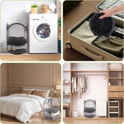 Wasmanden - wasmand opvouwbaar-Opvouwbare wasmand Pop-up wasmand - Opvouwbare wasmand - Draagbaar en duurzaam-Geschikt voor badkamer - Camping - College - Kamer en reizen - Wasgoed (Zwart - 36*36*58 cm-Drie pakketten) — thumbnail 3