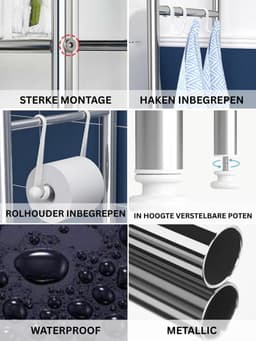DailySupplies® Wasmachine Kast - Ombouw - Verhoger - Meubel - Zilver — thumbnail 4