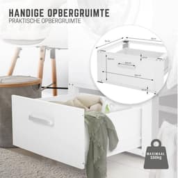 Thuys – Wasmachine Verhoger – Met Lade – Sokkel Met Laadcapaciteit tot 150 KG – Kast – Ombouw – 63 x 54 cm – Wit — thumbnail 4