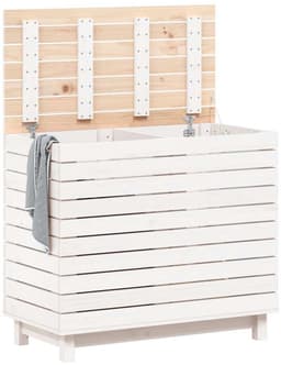 vidaXL - Wasmand - 88,5x44x76 - cm - massief - grenenhout - wit — thumbnail 4