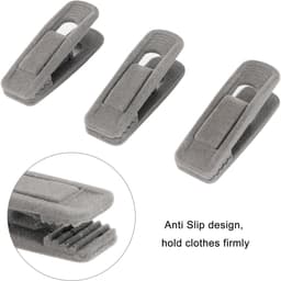 Klem - Fluwelen kledinghangerklemmen - 20 stuks antislip kledinghangerklemmen - sterke kledinghangerklemmen - verwijderbare kledingklemmen - grijs — thumbnail 2