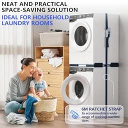 JHCHU Universal Stacking Set for Washing Machine and Dryer, Adjustable Intermediate Frame 45 - 68 cm, Ideal for Washing Machine and Dryer Connection (Black) — thumbnail 2