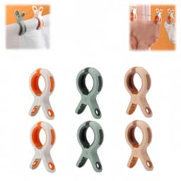 6 stuks - Handdoekklemmen - Handdoekklemmen voor strandstoelen - Kunststofklemmen - Winddichte klemmen - Markless - Antislip - 6*2,2*10,6 cm - Roze 、 Oranje 、 Groen - Geschikt voor ligstoelen, strandlakens, lakens, zwembadstoelen — thumbnail 1