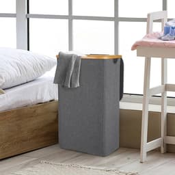 Wasmand,100L Grijs ,Stoffen Wasmand met Deksel ,Sterk materiaal — thumbnail 3