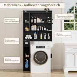 Wasmachinekast met Dubbele Deur en Open Nissen voor Badkamer en Bijkeuken — thumbnail 4