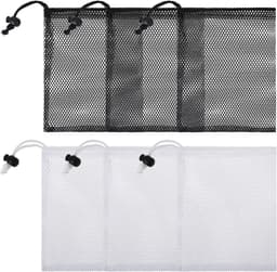IMPERATORIS® Waszakjes voor Wasmachine - Bescherming voor Fijne Was en Schoenen - Mesh Wasnet met Rits - Voorkomt Slijtage - Set van 6 - zwart-wit - 15 x 20 cm — thumbnail 1