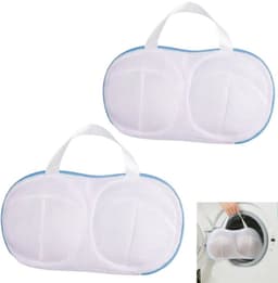 2stuks bh-waszak, machinewaszak, waszak met wasnetje, geschikt voor het wassen van ondergoed in de machine om vervorming te voorkomen, geschikt voor A-, B- en C-cups, blauw, 32,5*21 cm — thumbnail 1