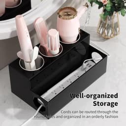Famanu – Vrijstaande organizer voor haardroger en stylingtools, afneembaar acryl, zwart — thumbnail 3
