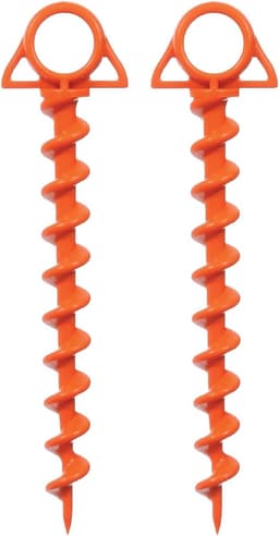Kunststof tentpinnen, grondpinnen voor zeildoektenten, spiraalvormig, geitenhoornvormige kunststof pinnen - schroefpinnen - oranje, 8 stuks — thumbnail 5