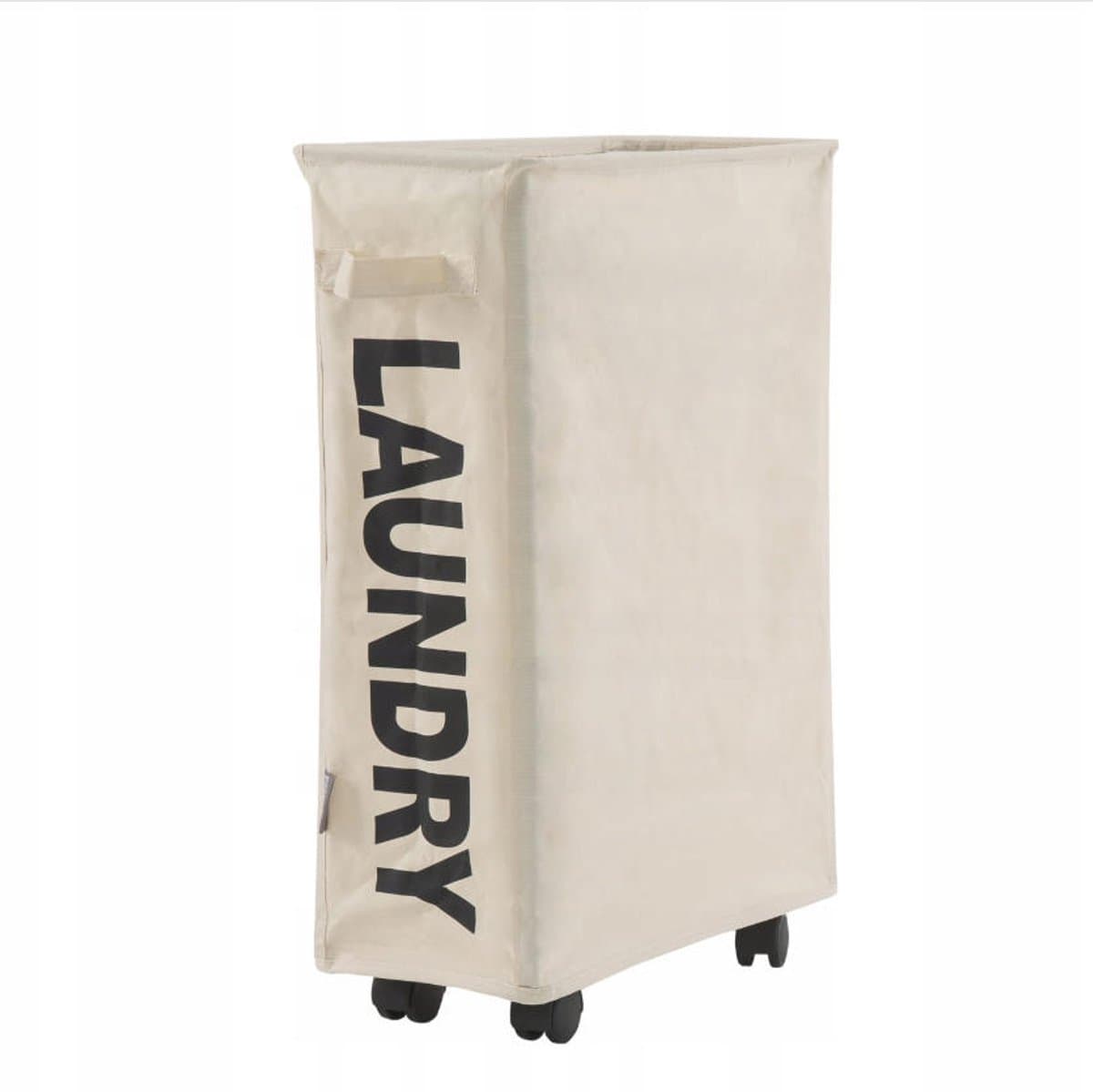 EASYFORM Wasmand Op Wieltjes 40L Beige - Opvouwbaar & Smal — afbeelding 1
