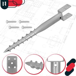 KOTARBAU® Paalhouder - Inschroefbare Paalhouder - Paalvoet 90 x 710 mm 2 st. Gegalvaniseerde Paalhouder - Paalsteun - Schroeffundering - Inschroefbare Paalhuls voor Schuttingpalen en Houten Balken — thumbnail 4