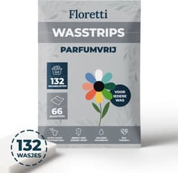 Floretti – Milieuvriendelijke Wasstrips – Parfumvrij – 132 wasbeurten – Wasstrips / Wasmiddeldoekjes / Wasdoekjes / Wasvellen / Laundry Sheets – Vegan – Voor gevoelige huid & babytextiel — thumbnail 1