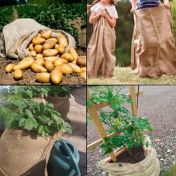 Jute zakken 50 x 80 cm - Set van 6 voor het opslaan van groenten en aardappelen — thumbnail 2