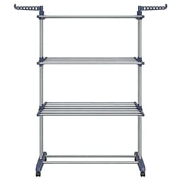 4-laags opvouwbaar vleugel-droogrek 63,5×128×173 cm grijs, verrijdbaar met wielen, opvouwbaar voor ruimtebesparing, hoog draagvermogen 35 kg, geschikt voor binnen- en buitengebruik, balkon/terras/wasruimte/gang — thumbnail 1
