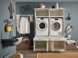 Laundry Duo® Wasmachinekast met Bovenkasten en Uittrekplanken - Ombouw voor Wasmachine en Droger - Verhoogkast - Hoogte 200cm - Wit — thumbnail 5