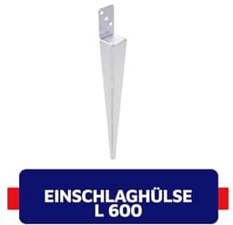 Aqbau® Set van 10 grondhulzen, paaldragers om in te slaan, L inslaghuls, thermisch verzinkt, bodemhulzen voor houten palen, inslaghuls l vorm 60 x 600 mm — thumbnail 4