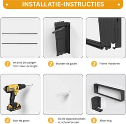 VH Supplies® Wanddroogrek - Hangend Wasrek - Inklapbaar Droogrek - Zwart — thumbnail 5