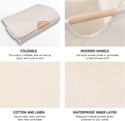 Wasmand - opvouwbare wasmand - draagbare waterdichte opbergmand - geschikt voor het opbergen van vuile kleding, handdoeken en speelgoed (30*40cm - gebroken wit) — thumbnail 3