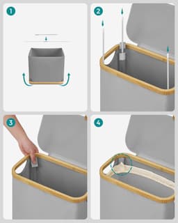 SONGMICS Wasmand met deksel, 60 liter, Grijs，LCB506G01 — thumbnail 4