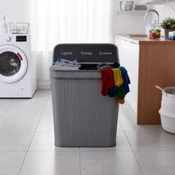 Wasmand 2 vakken - 100 liter - bamboe - grijs — thumbnail 5