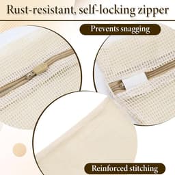 Waszakken - Wasnetten - Set van 3 - 30x40cm - wasnet voor wasmachine - Bescherm je Wasgoed en Wasmachine - herbruikbare en duurzame mesh waszak - Wasnetten met Rits voor Wasgoed - Khaki — thumbnail 4