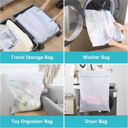 Wasnet - 2 stuks - Waszakken - Wasnetten - Waszak met rits - Voorkomt dat kleding vervormt en kreukt - Geschikt voor truien, overhemden, ondergoed, sokken, schoenen - 80*60cm - Wit — thumbnail 3