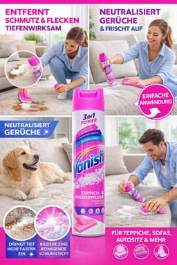 Vanish Oxi Action Tapijtreiniger - Voordeelverpakking - 6 stuks - Vlekverwijderaar - Schuim - 6X600ml — thumbnail 2
