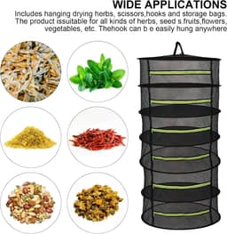 Drying Net for Herbs - 6-Ply Herb Dryer - Hanging Drying Rack with Zip - Foldable Hanging Drying Net for Plants - Spices - Vegetables (6 Layers) — thumbnail 5