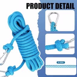 Allecta - Nylon waslijn 8 mm x 15 m voor buiten, camping, extra sterk met metalen haken. — thumbnail 4