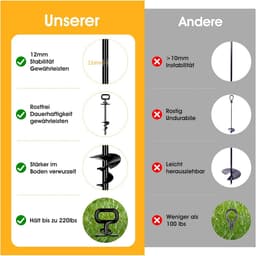 Grondanker voor honden tot 100 kg - Extra stabiel spiraalanker zonder scherpe randen — thumbnail 3