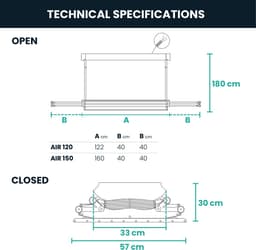 Foxydry Air 160 cm electrisch plafonddroogrek met afstandsbediening - 160 X 57 X 30 cm — thumbnail 2