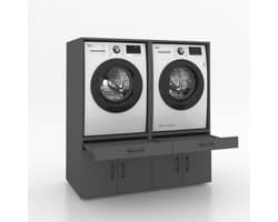 Wasmachinekast Dubbel 134x145x67cm | Ruimtebesparend & Super Stevig | Met Uitschuiflade | Voor Wasmachine en Droger | Antraciet — afbeelding 1