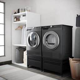Wasophoogte® Wasmachine verhoger met lade en plateau - Dubbele wasmachine opbouwmeubel - Wasmachine sokkel - 42cm hoog - Zwart - Universeel - 65*60,5 (LxB) - Inclusief wandbeugels — thumbnail 4