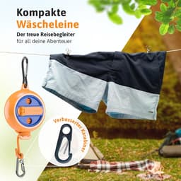 Uitschuifbare waslijn 10 m - Handzwengel met 50 kg draagkracht - Nylon drooglijn voor camping en balkon — thumbnail 5
