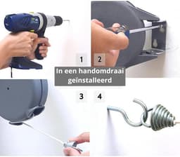 Waslijn uittrekbaar - Waslijndraad - 15 meter - Wasdraad - Uittrekbare Waslijn - Roldrooglijn - automatische waslijn - wanddroogrek - droogrek — thumbnail 3